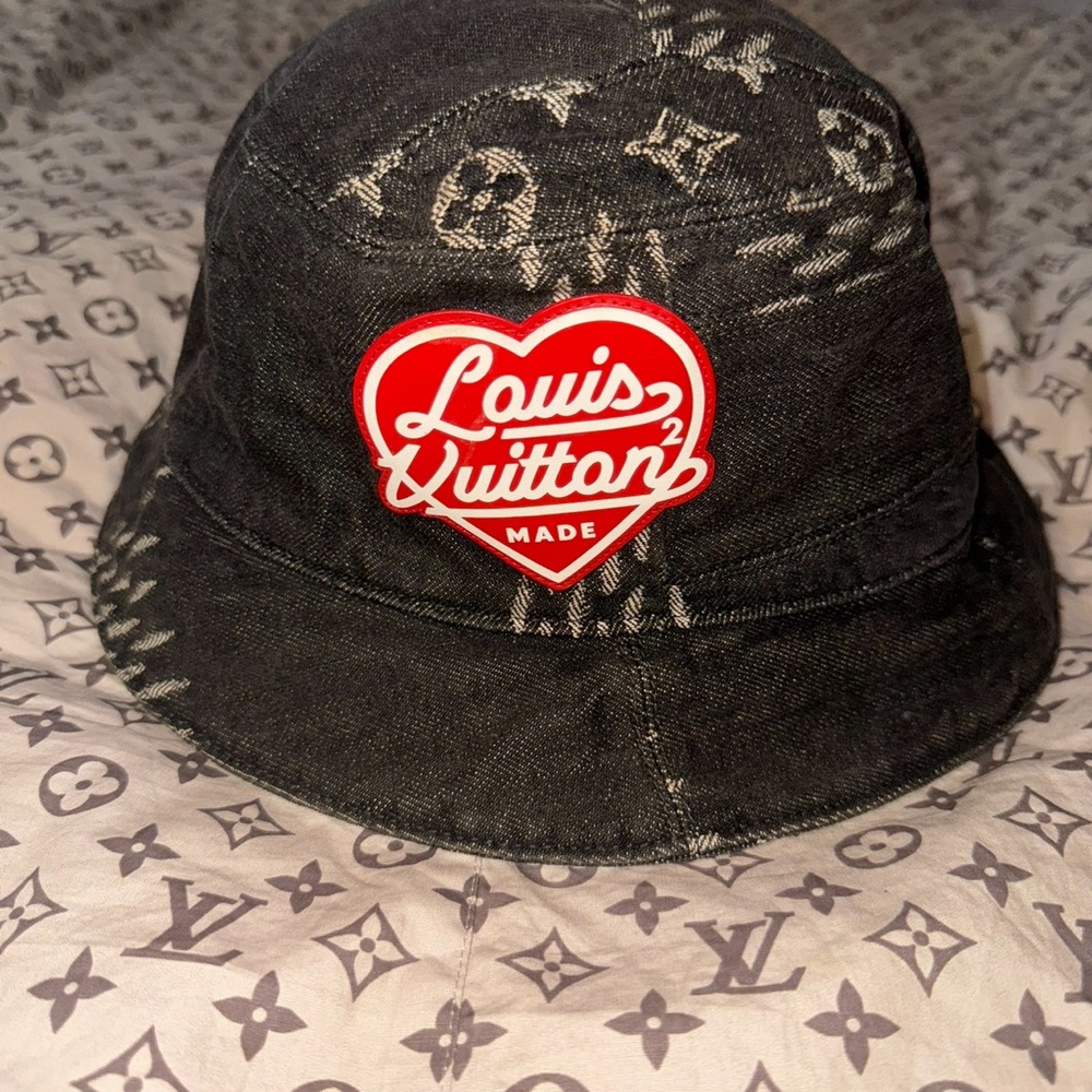 Louis Vuitton Virgil Abloh Nigo Monogram Damier Denim Hat w Heart Leather Patch